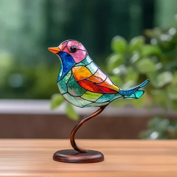 Artisan Collection | Handmade Glass Bird Statue with Vibrant Colors | Unique Decorative Piece for Home Elegance