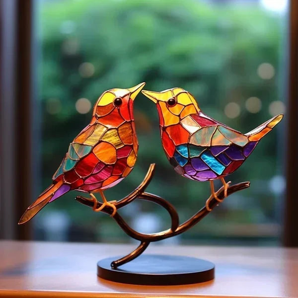 Artisan Collection | Handmade Glass Bird Statue with Vibrant Colors | Unique Decorative Piece for Home Elegance