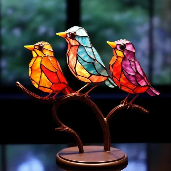 Artisan Collection | Handmade Glass Bird Statue with Vibrant Colors | Unique Decorative Piece for Home Elegance