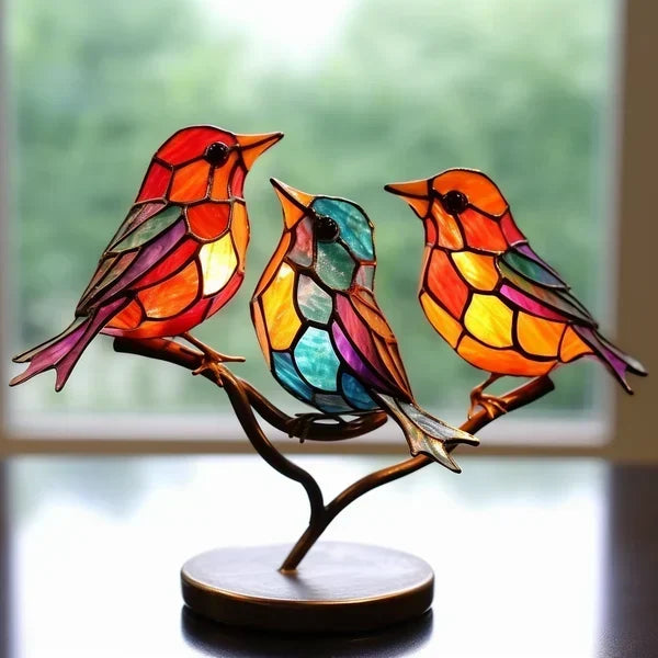 Artisan Collection | Handmade Glass Bird Statue with Vibrant Colors | Unique Decorative Piece for Home Elegance