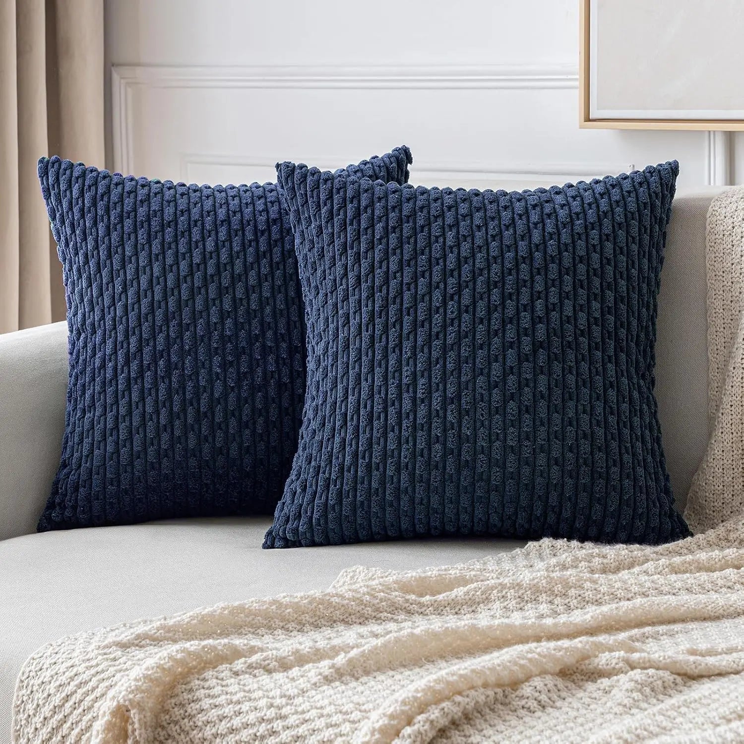 Boho Chic | Decorative Throw Pillow with Soft Corduroy & Stripes | Cozy Accent for Couch or Bed
