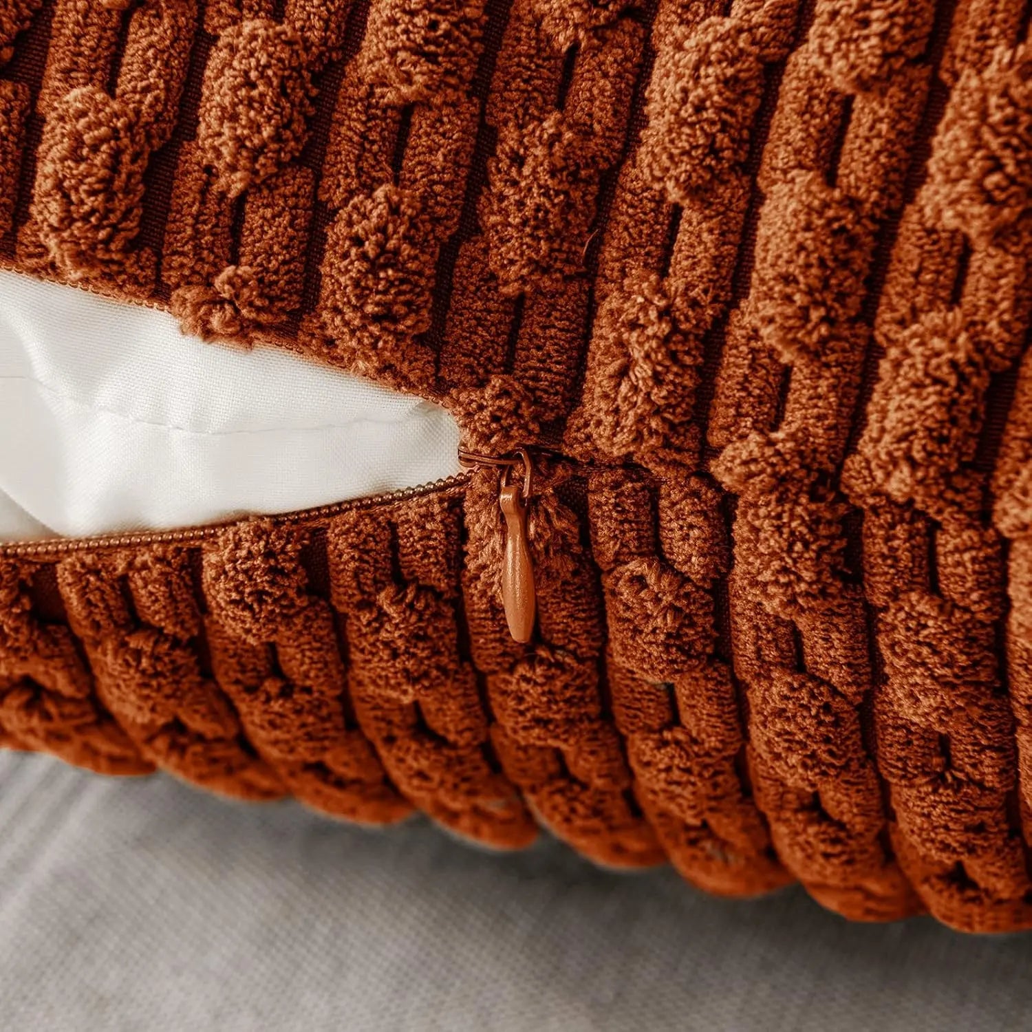 Boho Chic | Decorative Throw Pillow with Soft Corduroy & Stripes | Cozy Accent for Couch or Bed