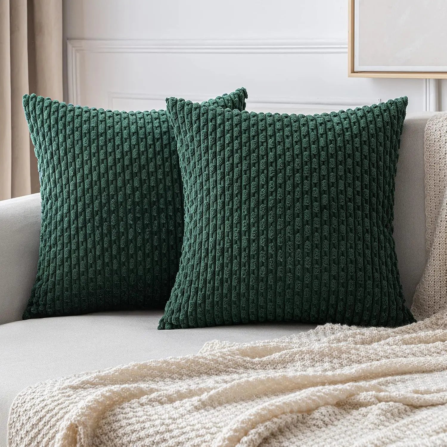 Boho Chic | Decorative Throw Pillow with Soft Corduroy & Stripes | Cozy Accent for Couch or Bed