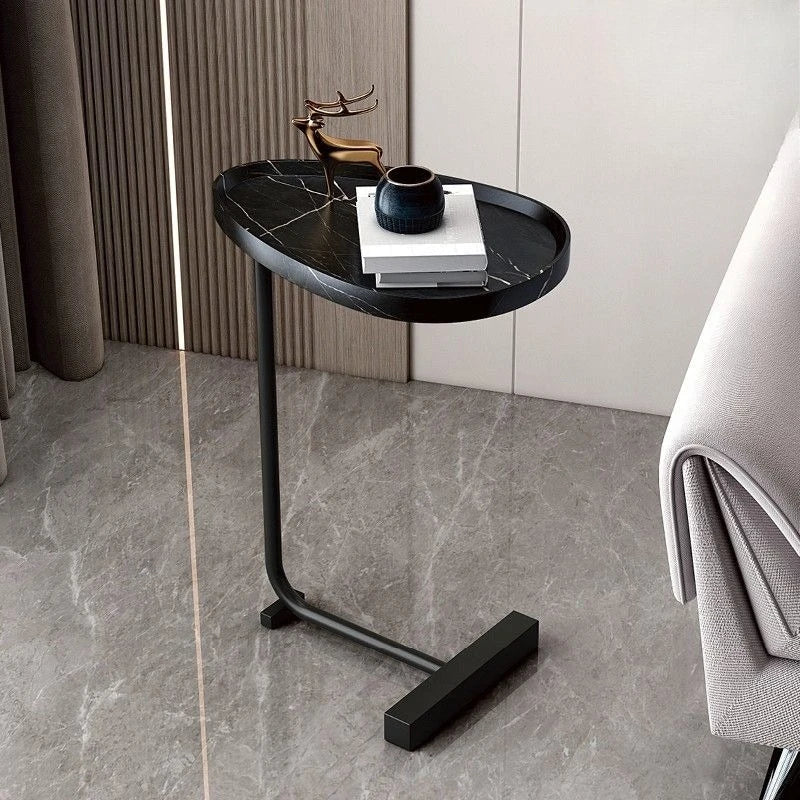 C-Shaped Side Table | Compact Wooden Design with Mobile Convenience | Versatile Small Table for Living Spaces