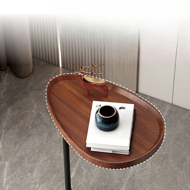 C-Shaped Side Table | Compact Wooden Design with Mobile Convenience | Versatile Small Table for Living Spaces