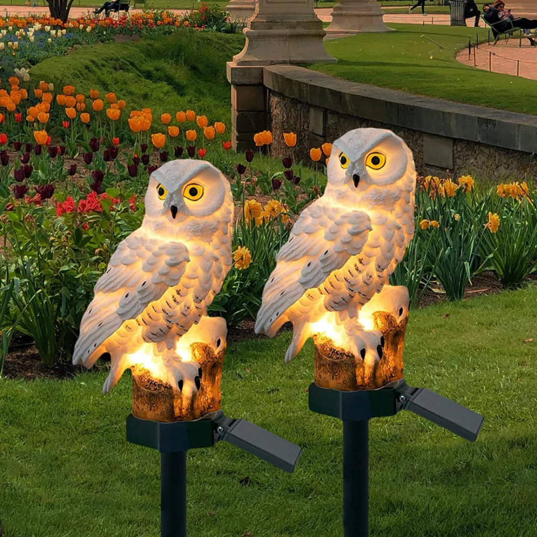 Charming Solar Lights Outdoor | Owl Garden Lamp with Warm White LED | Weatherproof Ambiance for Enchanting Spaces