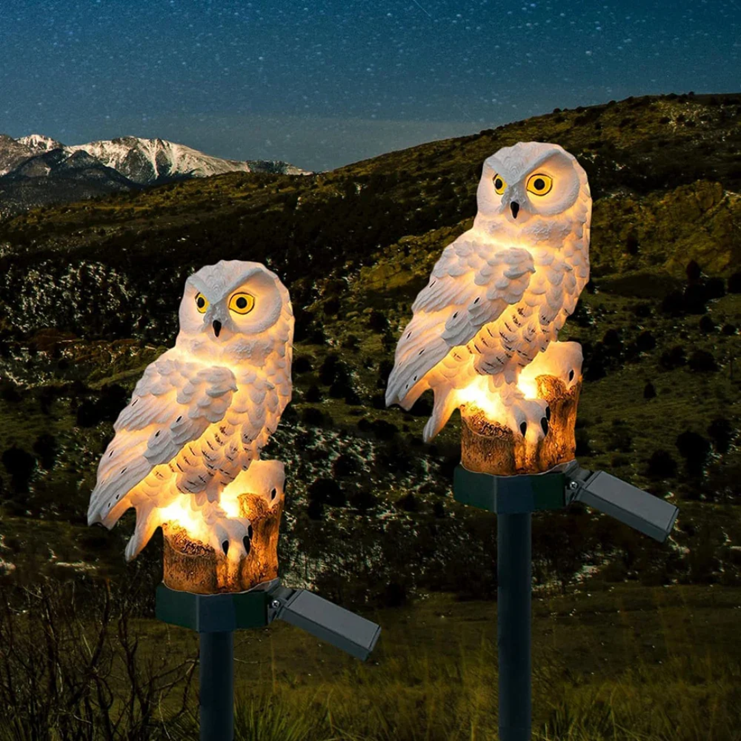 Charming Solar Lights Outdoor | Owl Garden Lamp with Warm White LED | Weatherproof Ambiance for Enchanting Spaces