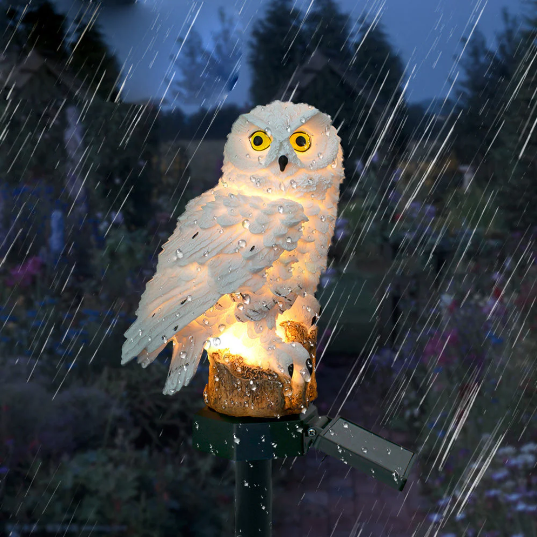 Charming Solar Lights Outdoor | Owl Garden Lamp with Warm White LED | Weatherproof Ambiance for Enchanting Spaces