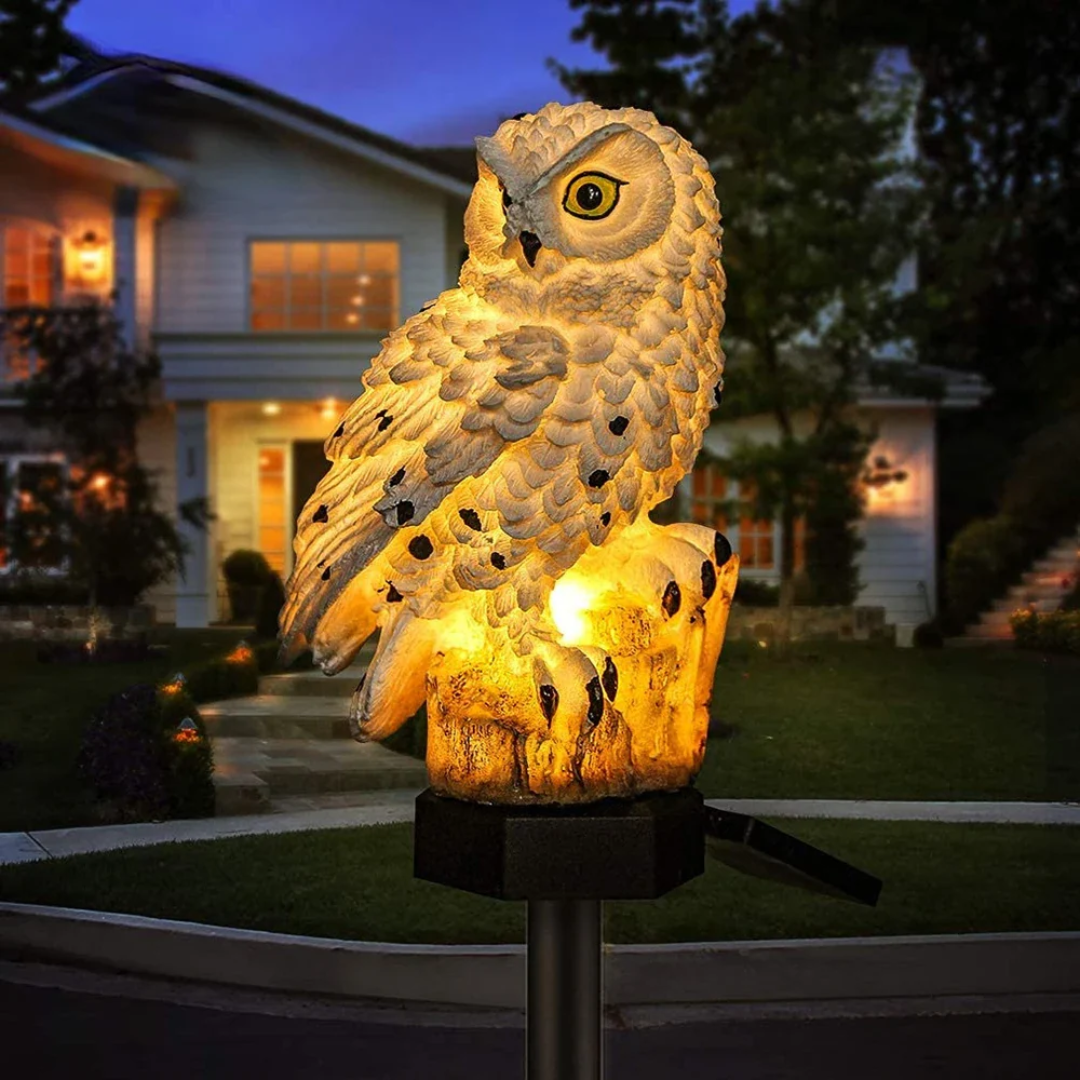 Charming Solar Lights Outdoor | Owl Garden Lamp with Warm White LED | Weatherproof Ambiance for Enchanting Spaces