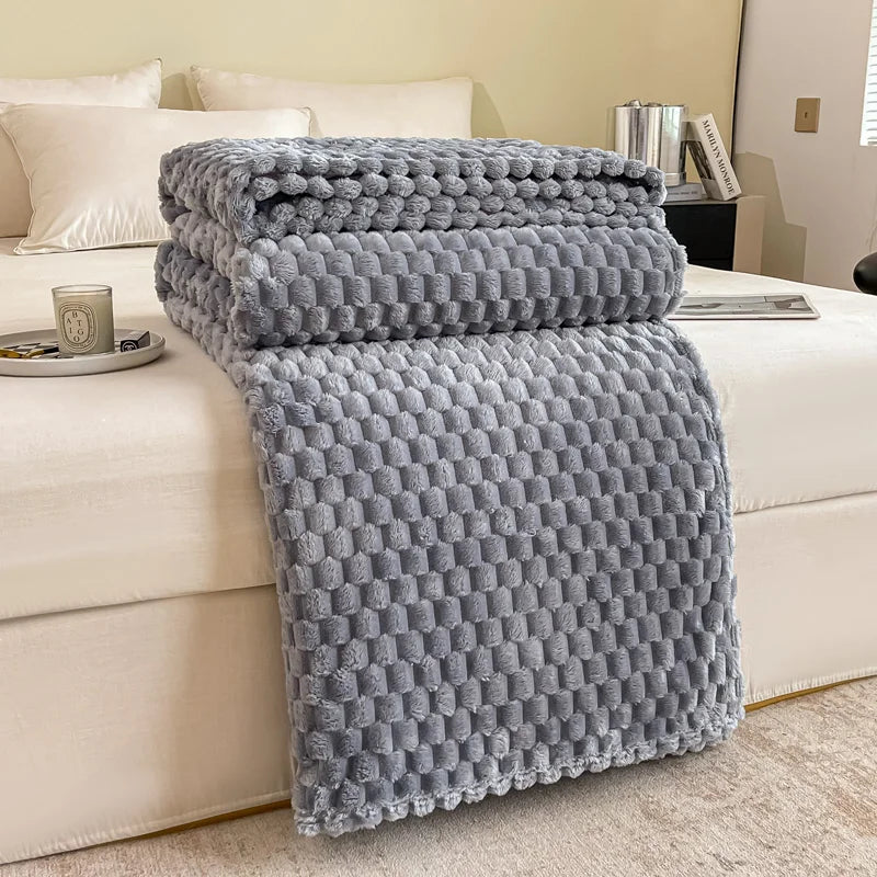Cozy Velvet Blanket | Soft Checkered Design for Warmth & Comfort | Versatile Throw for Home