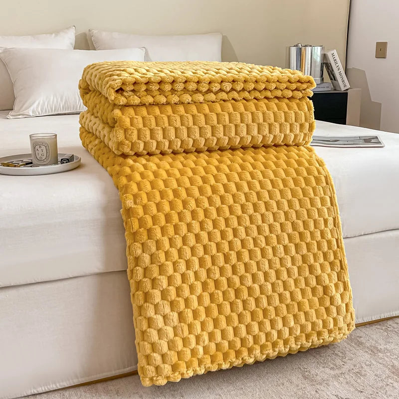 Cozy Velvet Blanket | Soft Checkered Design for Warmth & Comfort | Versatile Throw for Home