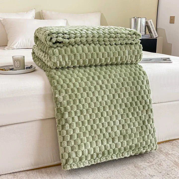 Cozy Velvet Blanket | Soft Checkered Design for Warmth & Comfort | Versatile Throw for Home