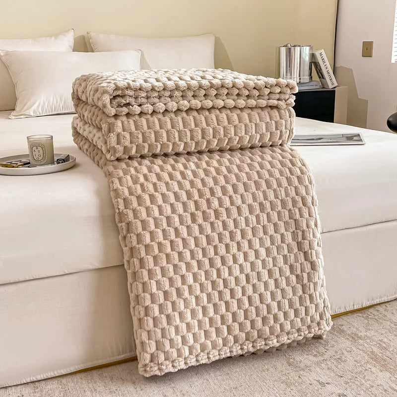 Cozy Velvet Blanket | Soft Checkered Design for Warmth & Comfort | Versatile Throw for Home