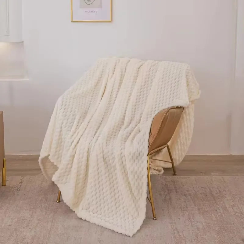 Cozy Velvet Blanket | Soft Checkered Design for Warmth & Comfort | Versatile Throw for Home