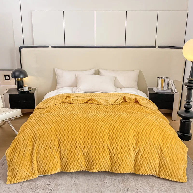Cozy Velvet Blanket | Soft Checkered Design for Warmth & Comfort | Versatile Throw for Home