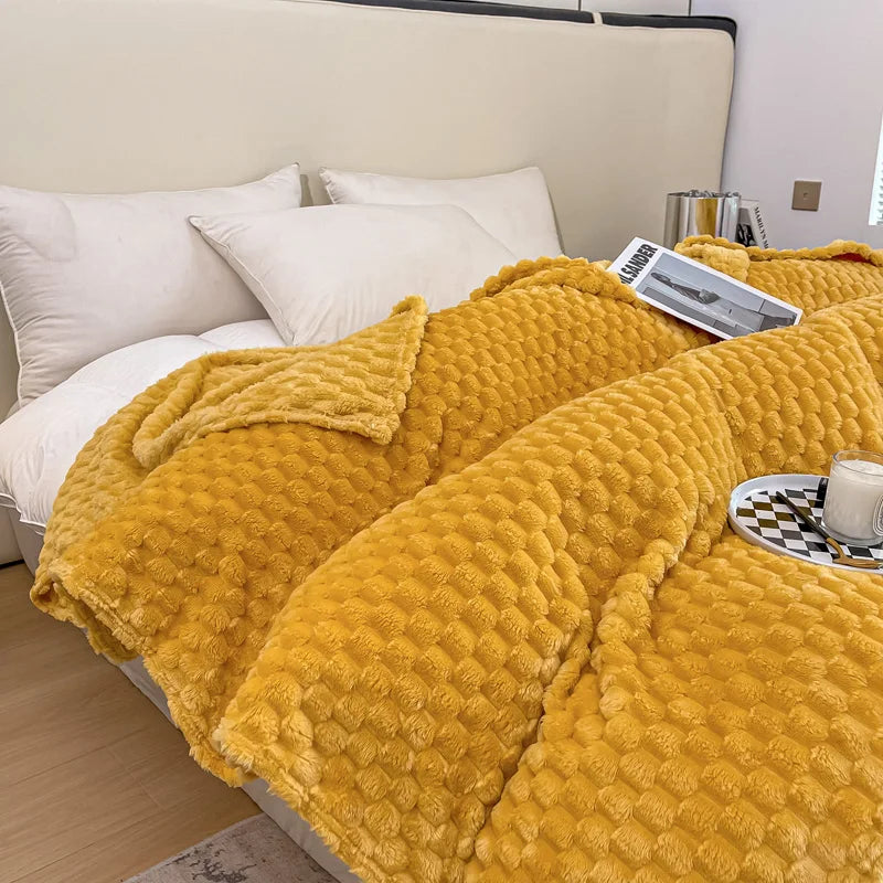Cozy Velvet Blanket | Soft Checkered Design for Warmth & Comfort | Versatile Throw for Home