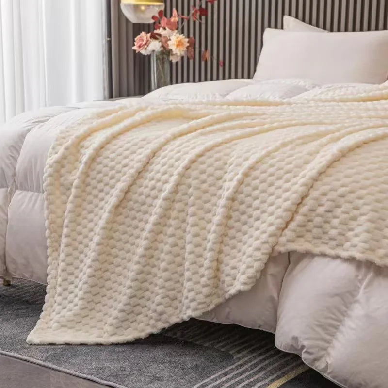 Cozy Velvet Blanket | Soft Checkered Design for Warmth & Comfort | Versatile Throw for Home