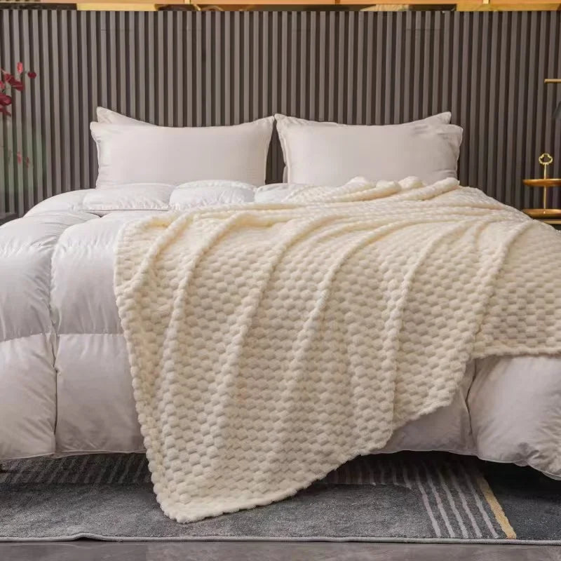 Cozy Velvet Blanket | Soft Checkered Design for Warmth & Comfort | Versatile Throw for Home