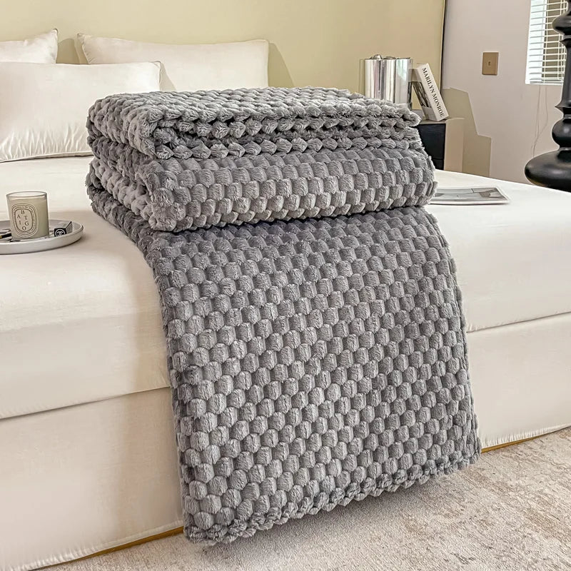 Cozy Velvet Blanket | Soft Checkered Design for Warmth & Comfort | Versatile Throw for Home