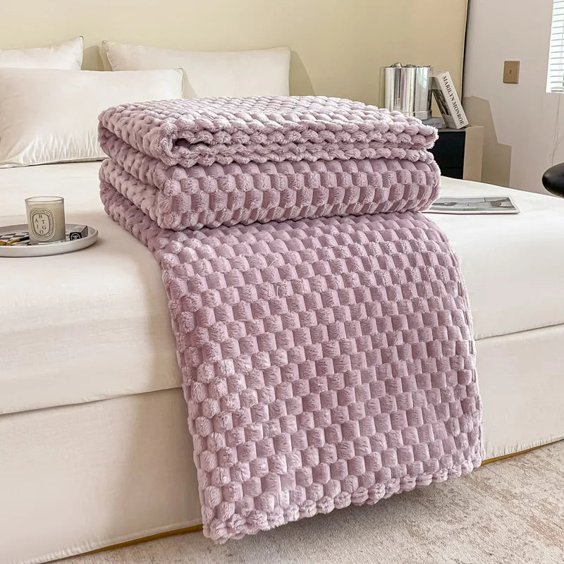 Cozy Velvet Blanket | Soft Checkered Design for Warmth & Comfort | Versatile Throw for Home