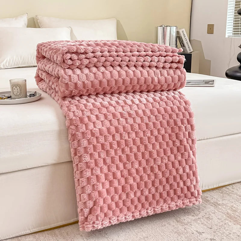 Cozy Velvet Blanket | Soft Checkered Design for Warmth & Comfort | Versatile Throw for Home