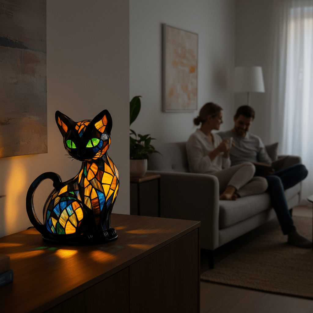 LED Night Light Cat Lamp with Soft Glow & Rechargeable Design for Kids' Rooms