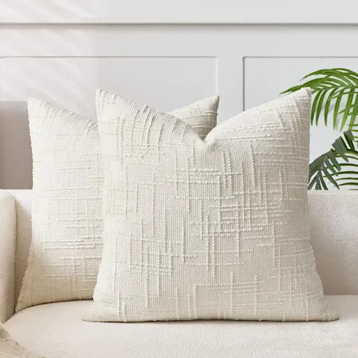 Lucina Chenille Throw Pillow Cover with Bamboo Structure | Elegant Solid Color for Cozy Living Spaces