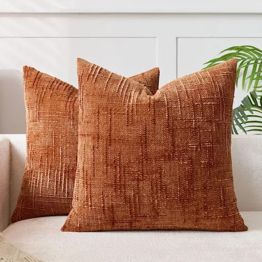 Lucina Chenille Throw Pillow Cover with Bamboo Structure | Elegant Solid Color for Cozy Living Spaces