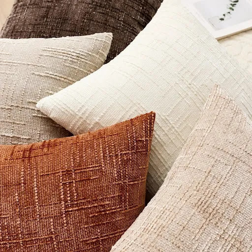 Lucina Chenille Throw Pillow Cover with Bamboo Structure | Elegant Solid Color for Cozy Living Spaces