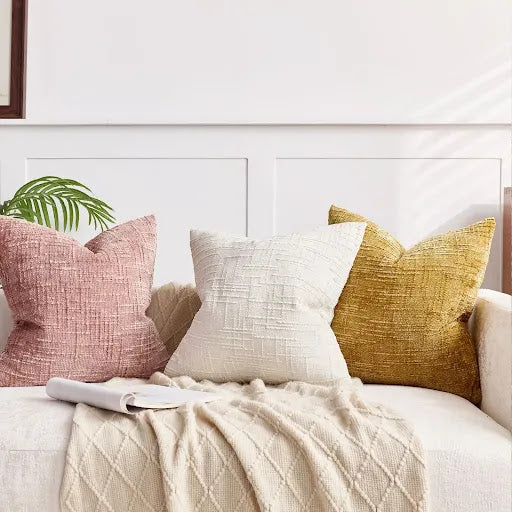 Lucina Chenille Throw Pillow Cover with Bamboo Structure | Elegant Solid Color for Cozy Living Spaces