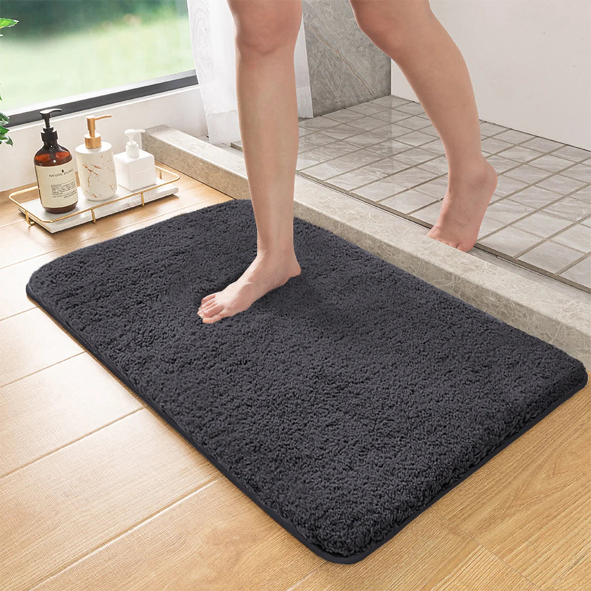 Luxurious Long-Haired Bath Mat with Non-Slip Backing | Soft and Absorbent for Safe Floors