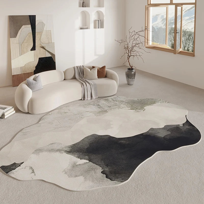 Luxury Soft Area Rug | Unique Irregular Design with Non-Slip Backing | Washable Rugs for Living Room Comfort