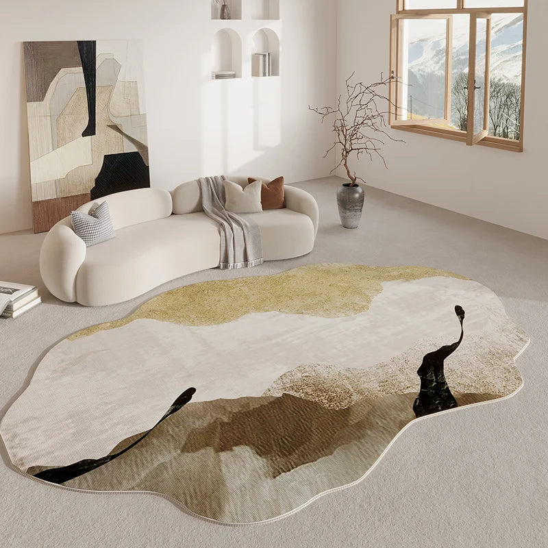 Luxury Soft Area Rug | Unique Irregular Design with Non-Slip Backing | Washable Rugs for Living Room Comfort