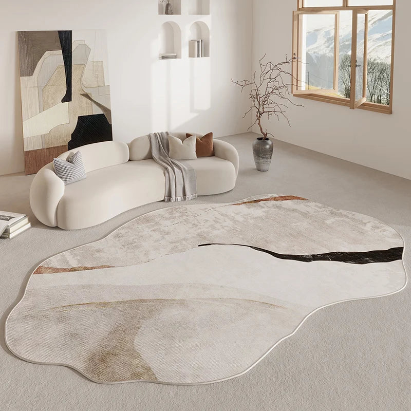 Luxury Soft Area Rug | Unique Irregular Design with Non-Slip Backing | Washable Rugs for Living Room Comfort