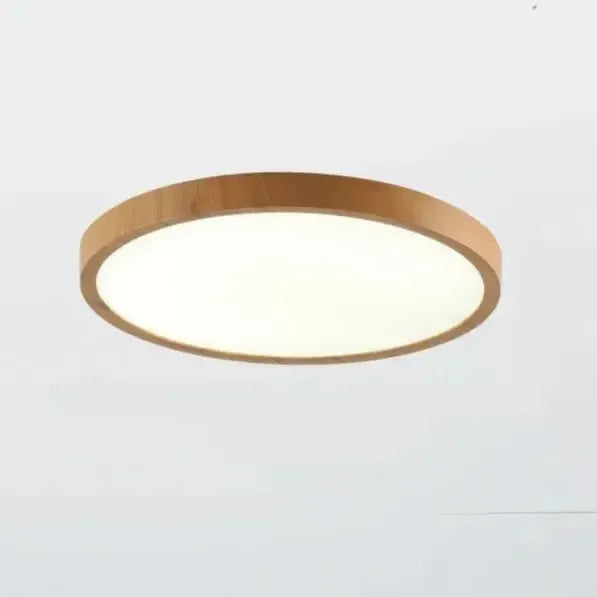 Modern LED Ceiling Light Fixture with Ultra-Thin Design & Wooden Finish for Cozy Ambiance