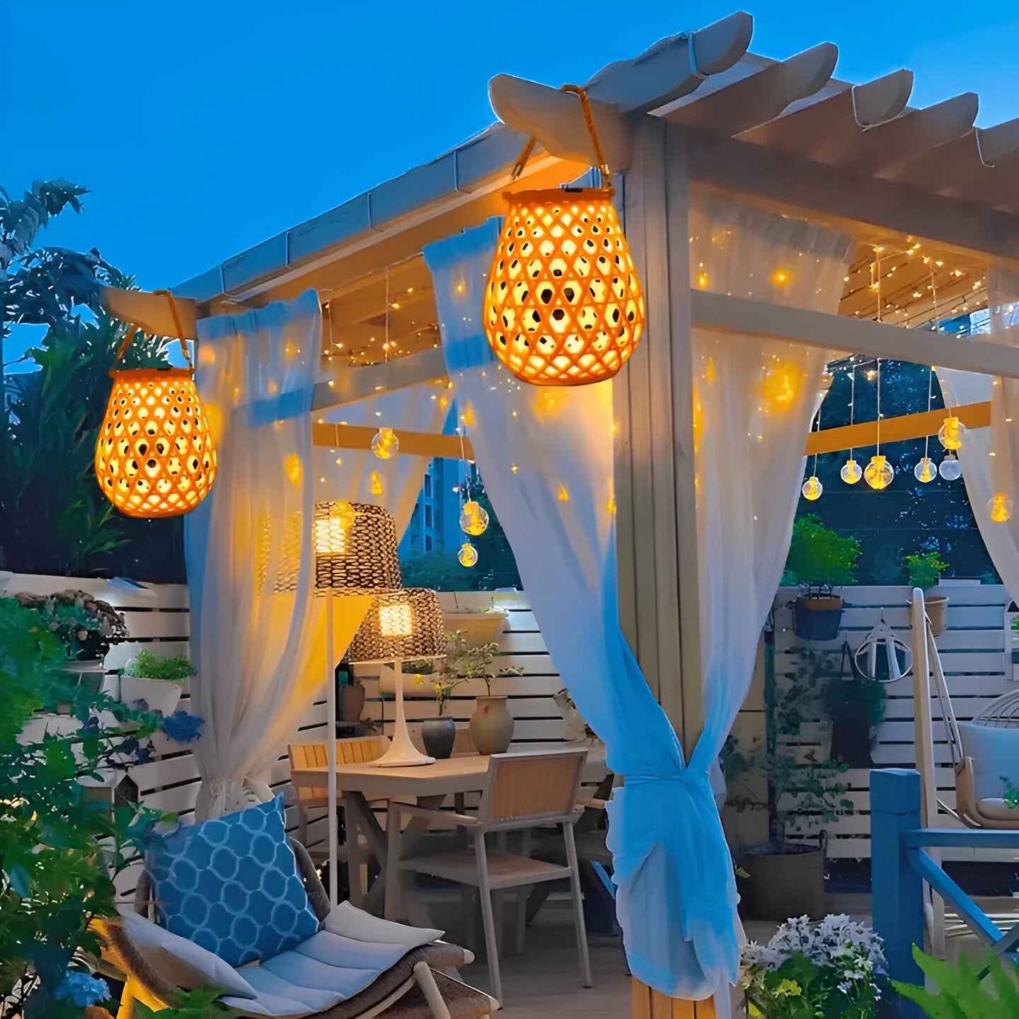 Solar Garden Lights | Bamboo Design with Automatic Dusk Sensor | Weather-Resistant Outdoor Lighting for Eco-Friendly Ambiance
